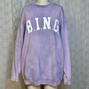 Soft, cozy purple Anine Bing B.I.N.G. crewneck oversized sweatshirt. Women’s XS